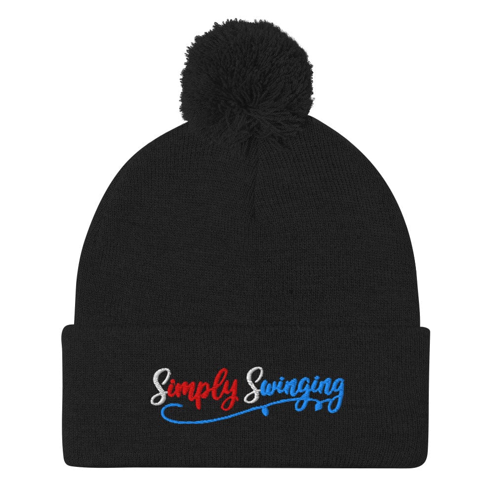 Simply Swinging Fun Embroidered Golf Pom-Pom Beanie - Funny Golf Tee by Swing Epic