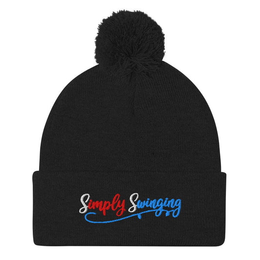 Simply Swinging Fun Embroidered Golf Pom-Pom Beanie - Funny Golf Tee by Swing Epic