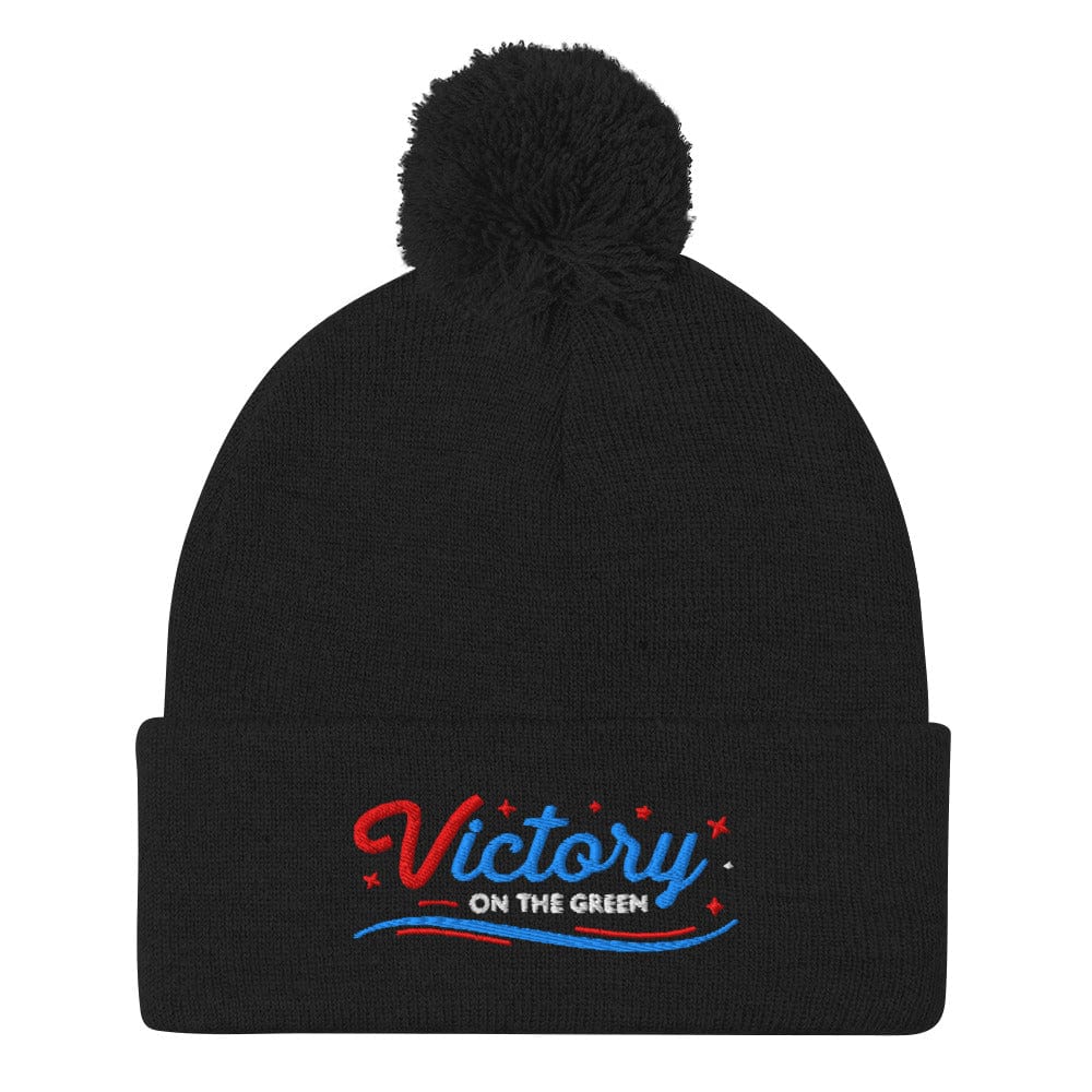 Victory On The Green Stylish Embroidered Golf Pom-Pom Beanie - Funny Golf Tee by Swing Epic