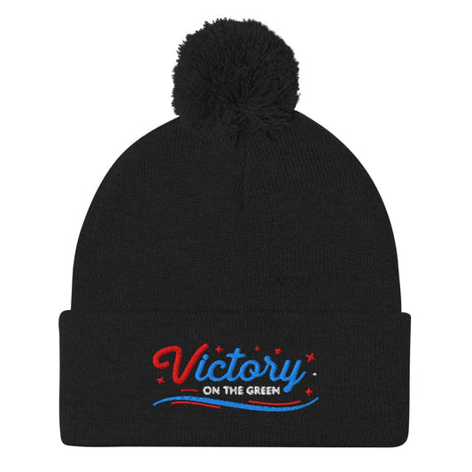 Victory On The Green Stylish Embroidered Golf Pom-Pom Beanie - Funny Golf Tee by Swing Epic