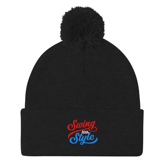 Swing With Style Embroidered Golf Pom-Pom Beanie - Funny Golf Tee by Swing Epic
