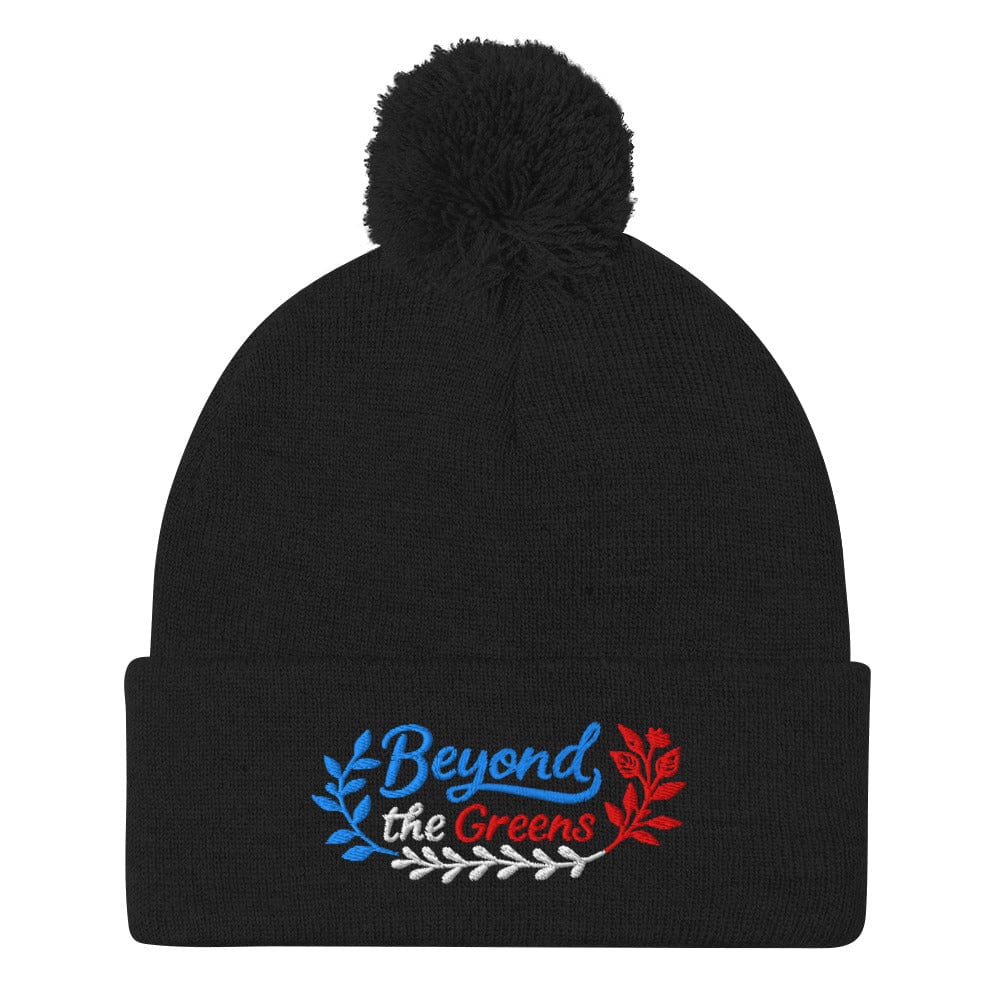 Beyond the Greens Embroidered Golf Pom-Pom Beanie - Funny Golf Tee by Swing Epic
