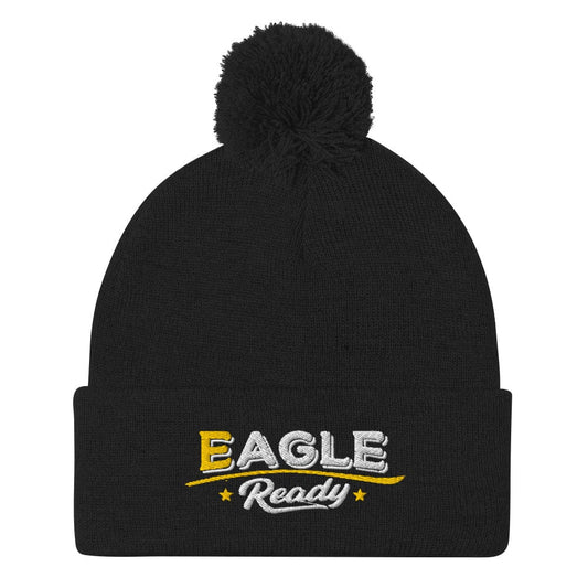 Eagle Ready Fun Embroidered Golf Pom-Pom Beanie - Funny Golf Tee by Swing Epic