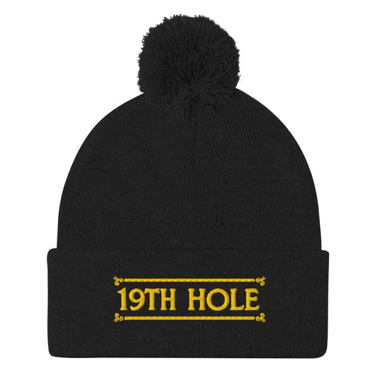 The 19th Hole Embroidered Golf Pom-Pom Beanie - Funny Golf Tee by Swing Epic