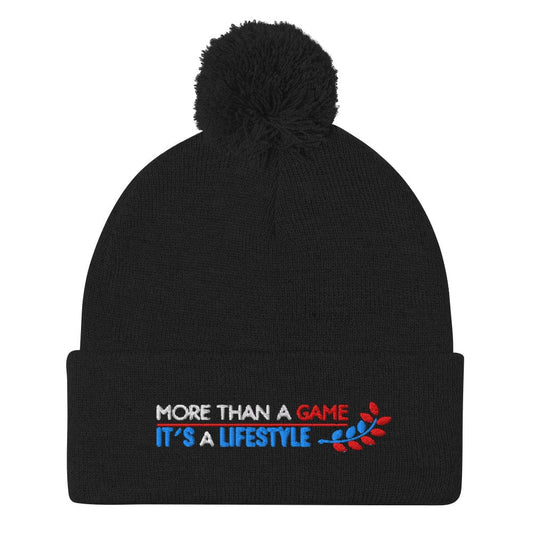More Than A Game It's A Lifestyle Embroidered Golf Pom-Pom Beanie - Funny Golf Tee by Swing Epic