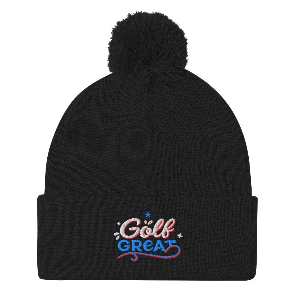 Golf Great Fun Design Embroidered Golf Pom-Pom Beanie - Funny Golf Tee by Swing Epic