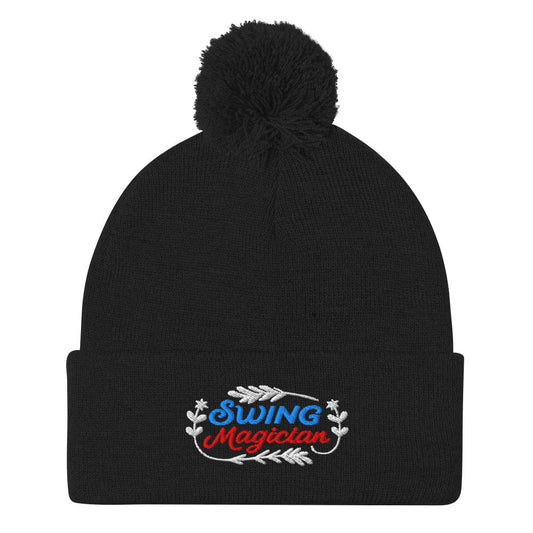Swing Magician Enchanting Embroidered Golf Pom-Pom Beanie - Funny Golf Tee by Swing Epic