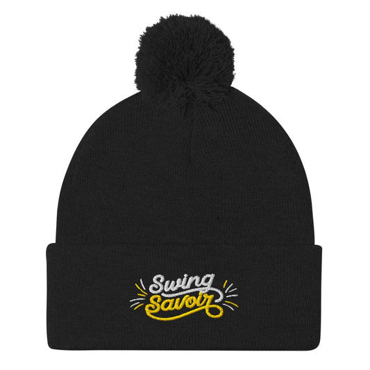 Swing Savoir Embroidered Golf Pom-Pom Beanie - Funny Golf Tee by Swing Epic