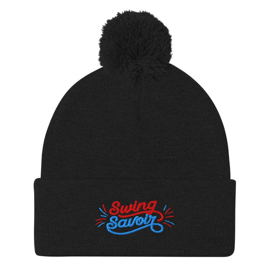 Swing Savoir Embroidered Golf Pom-Pom Beanie - Funny Golf Tee by Swing Epic