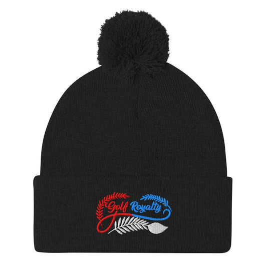 Golf Royalty Spruced Up Embroidered Golf Pom-Pom Beanie - Funny Golf Tee by Swing Epic
