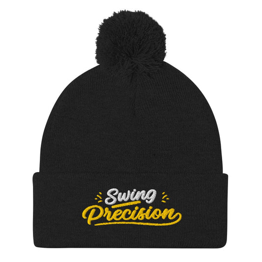Swing Precision Quirky Embroidered Golf Pom-Pom Beanie - Funny Golf Tee by Swing Epic