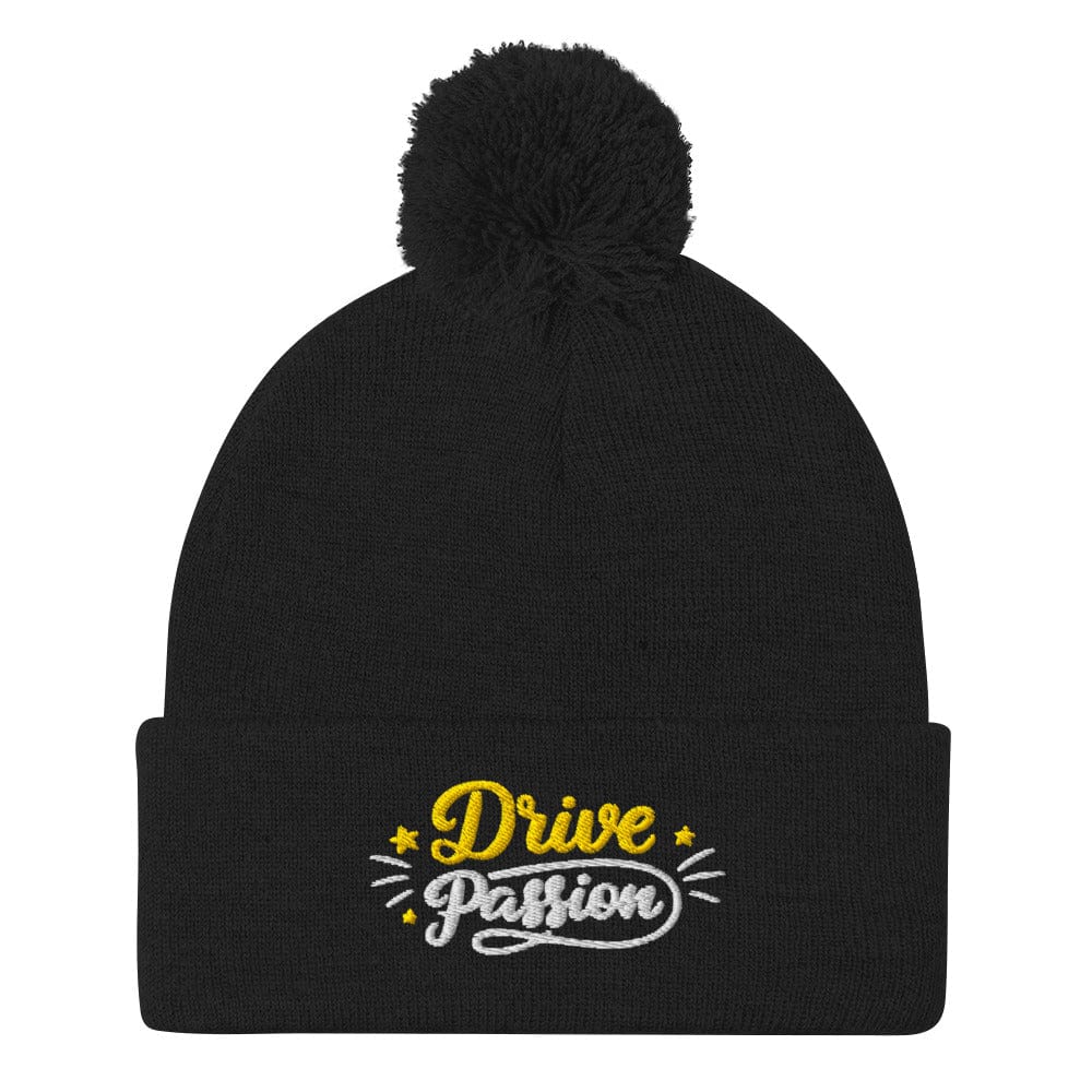 Drive Passion Fun Quirky Unique Embroidered Golf Pom-Pom Beanie - Funny Golf Tee by Swing Epic