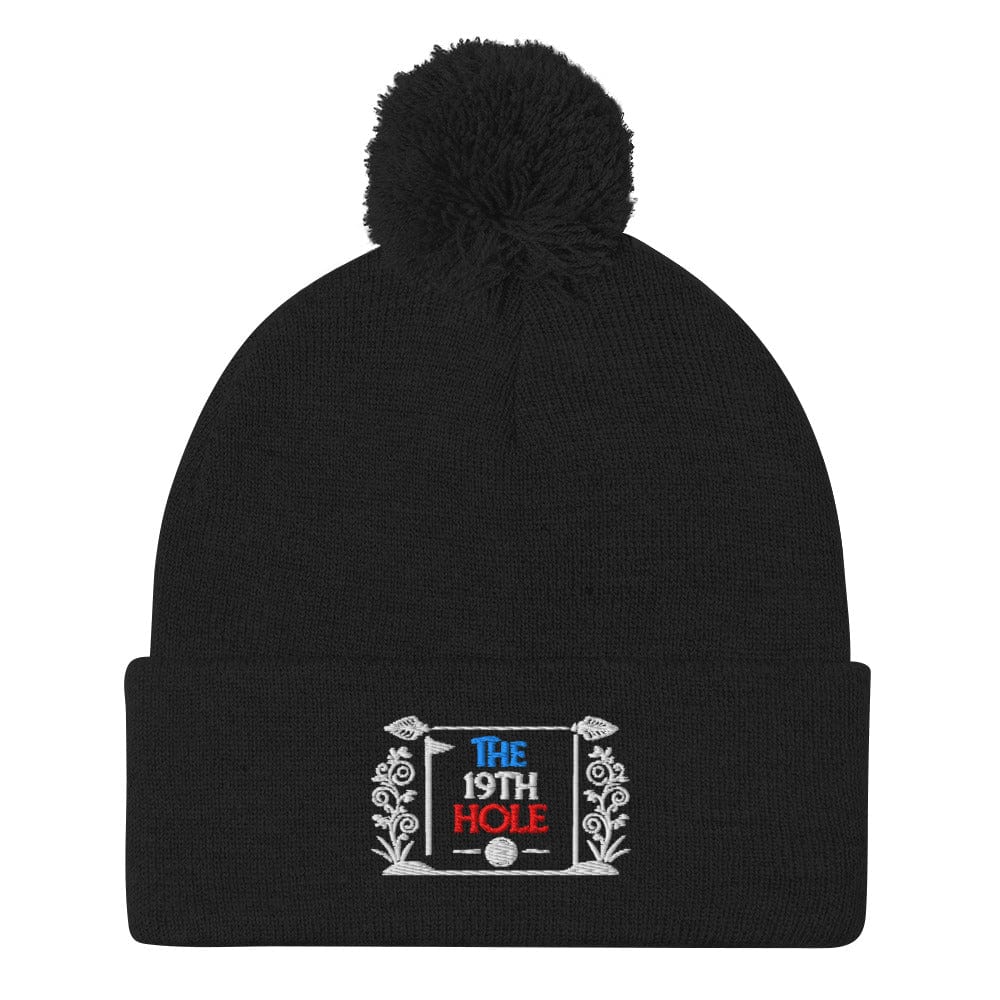 The 19th Hole Embroidered Golf Pom-Pom Beanie - Funny Golf Tee by Swing Epic