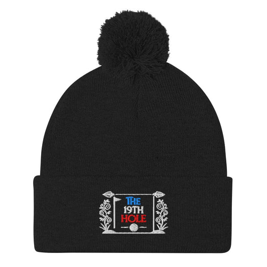 The 19th Hole Embroidered Golf Pom-Pom Beanie - Funny Golf Tee by Swing Epic