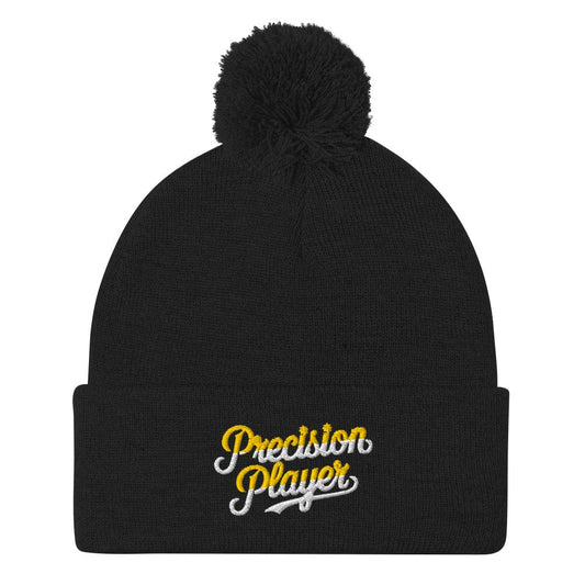 Precision Player Fun Embroidered Golf Pom-Pom Beanie - Funny Golf Tee by Swing Epic