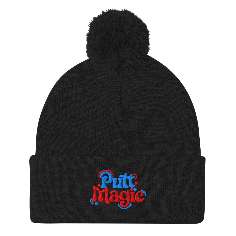 Putt Magic Quirky Embroidered Golf Pom-Pom Beanie - Funny Golf Tee by Swing Epic