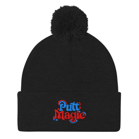 Putt Magic Quirky Embroidered Golf Pom-Pom Beanie - Funny Golf Tee by Swing Epic
