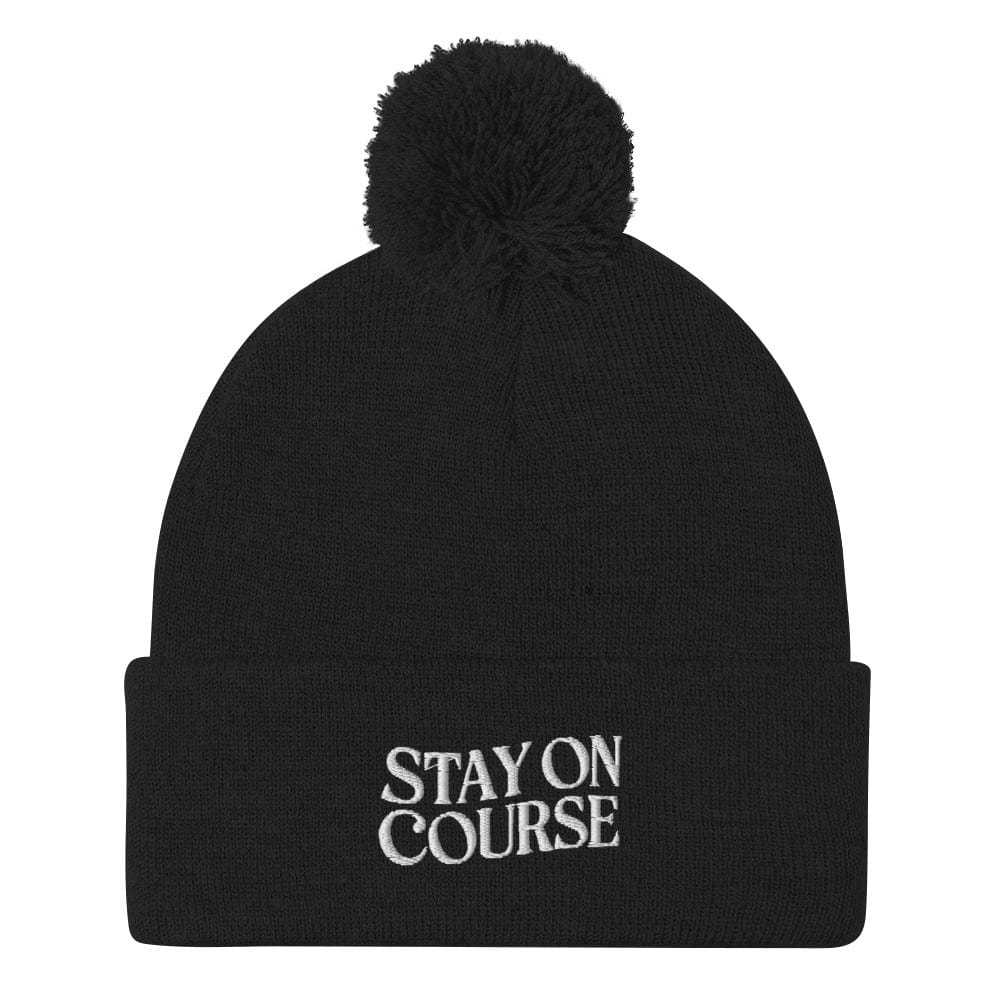 Stay On Course Quirky Fun Embroidered Golf Pom-Pom Beanie - Funny Golf Tee by Swing Epic