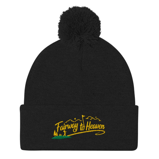 Fairway to Heaven Embroidered Golf Pom-Pom Beanie - Funny Golf Tee by Swing Epic