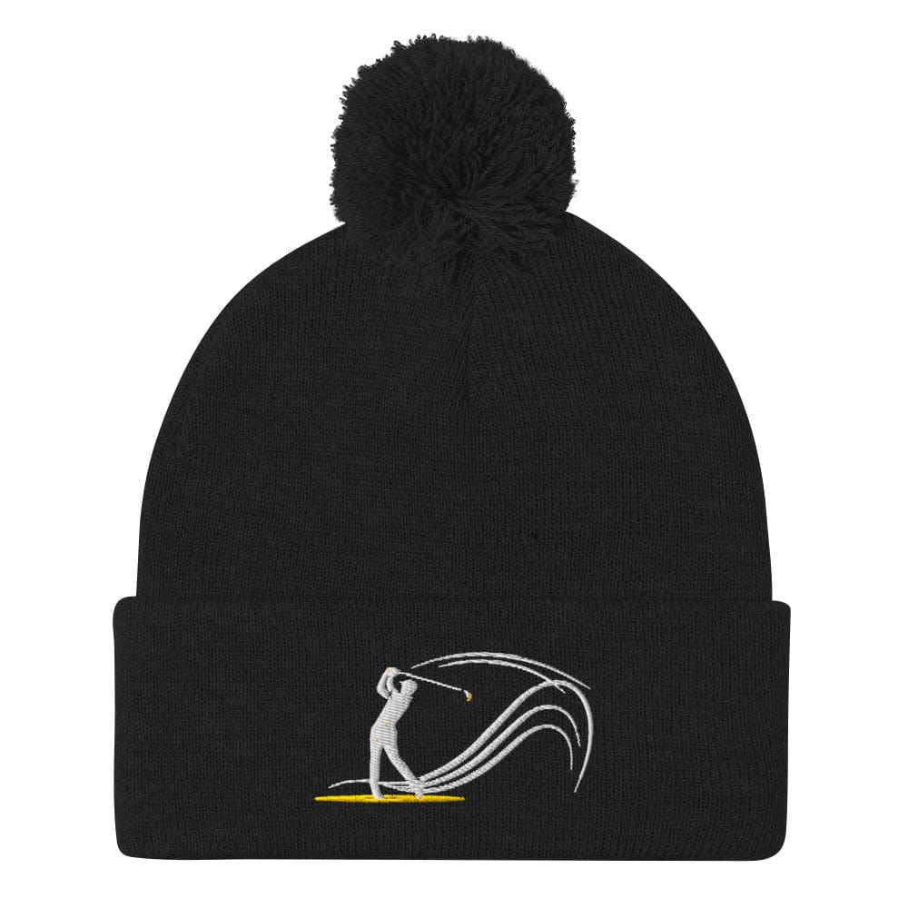 Swing Into Action Dynamic Design Embroidered Golf Pom-Pom Beanie - Funny Golf Tee by Swing Epic