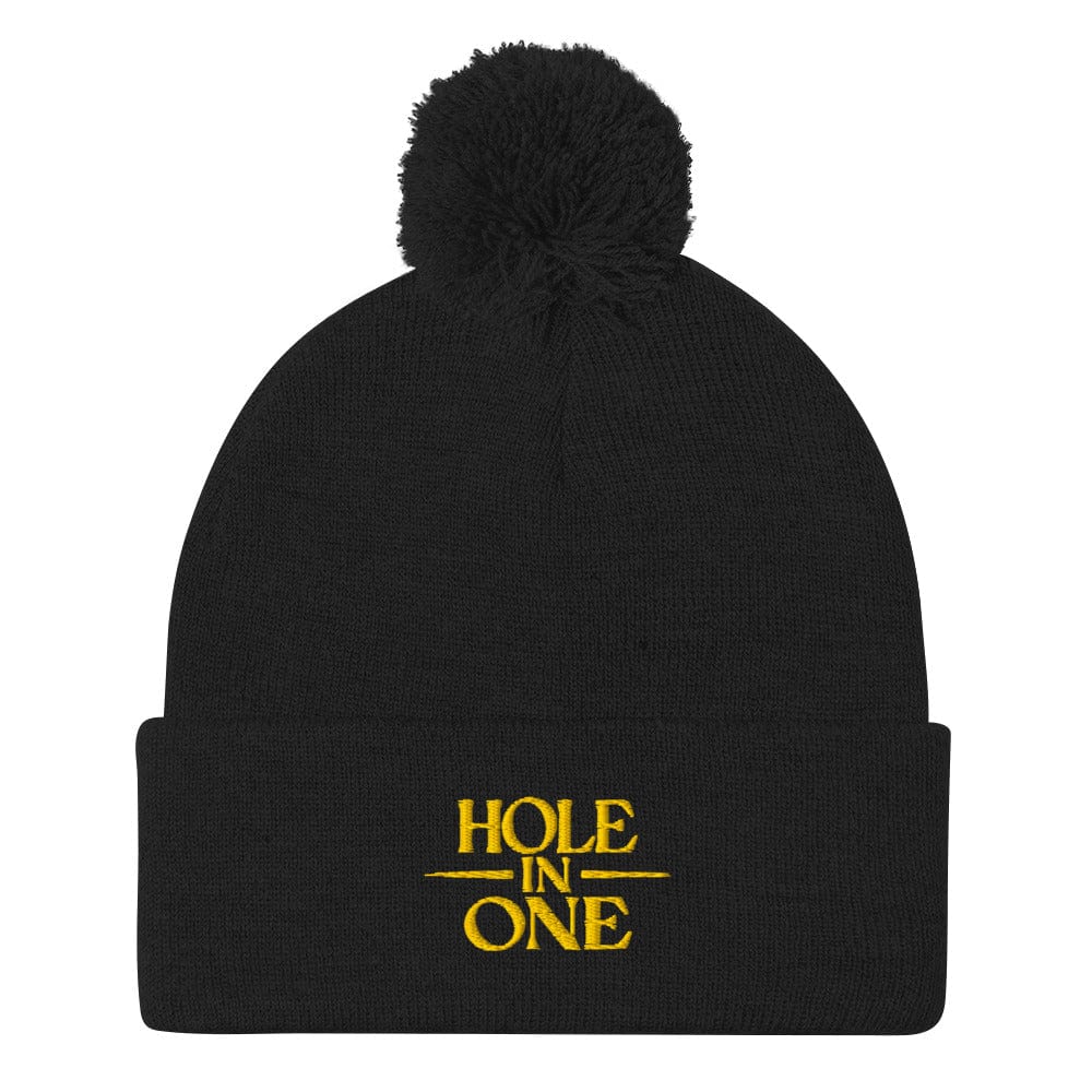 Hole In One Embroidered Golf Pom-Pom Beanie - Funny Golf Tee by Swing Epic