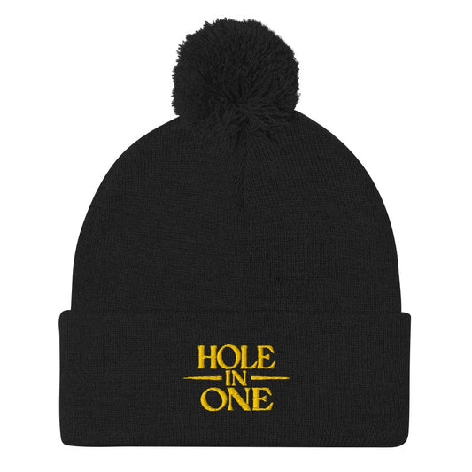 Hole In One Embroidered Golf Pom-Pom Beanie - Funny Golf Tee by Swing Epic