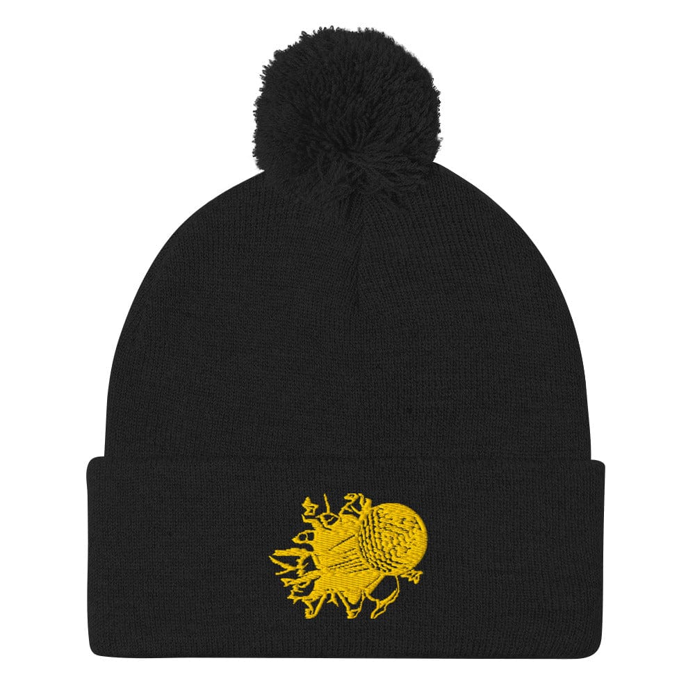 Golf Ball Breaking Barrier Funny Embroidered Golf Pom-Pom Beanie - Funny Golf Tee by Swing Epic