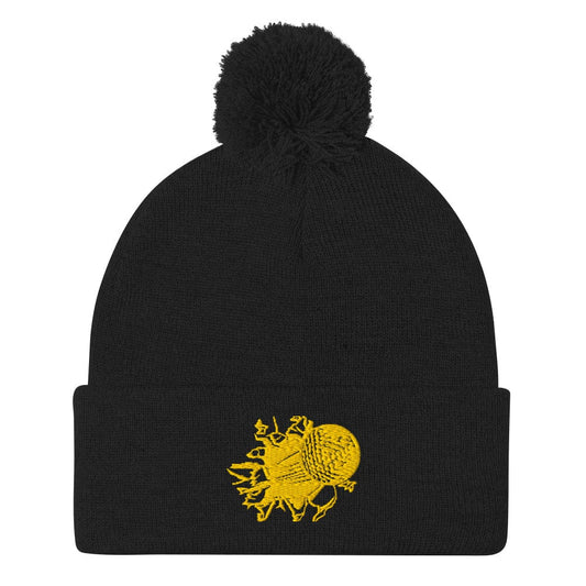 Golf Ball Breaking Barrier Funny Embroidered Golf Pom-Pom Beanie - Funny Golf Tee by Swing Epic