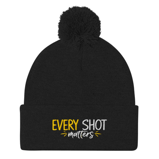 Every Shot Matters Quirky Embroidered Golf Pom-Pom Beanie - Funny Golf Tee by Swing Epic