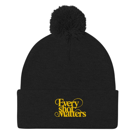 Every Shot Matters Embroidered Golf Pom-Pom Beanie - Funny Golf Tee by Swing Epic