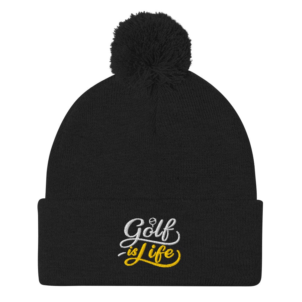 Golf is Life Embroidered Golf Pom-Pom Beanie - Funny Golf Tee by Swing Epic