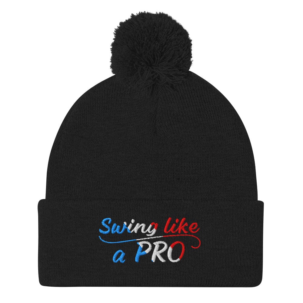 Swing Like A Pro Embroidered Golf Pom-Pom Beanie - Funny Golf Tee by Swing Epic