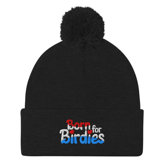 Born for Birdies Patriotic Embroidered Golf Pom-Pom Beanie - Funny Golf Tee by Swing Epic