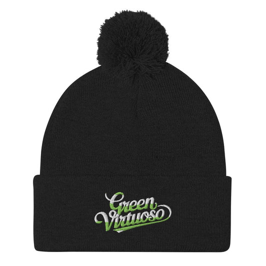 Green Virtuoso Embroidered Golf Pom-Pom Beanie - Funny Golf Tee by Swing Epic