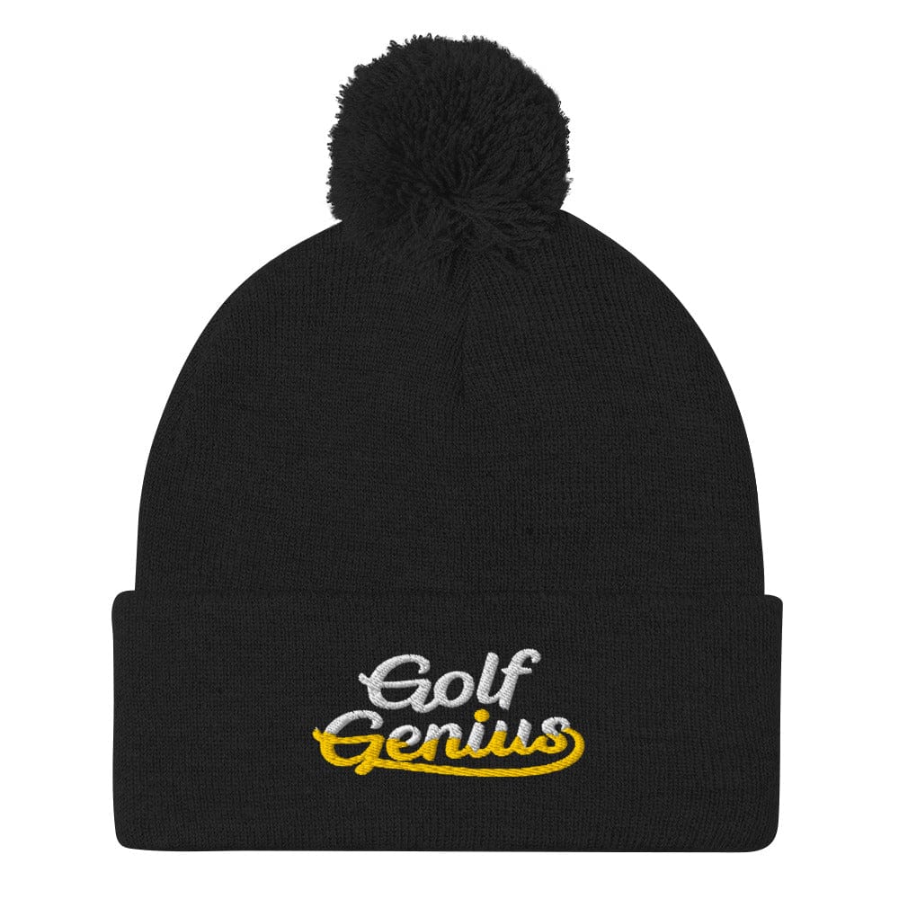 Golf Genius Fun Quirky Embroidered Golf Pom-Pom Beanie - Funny Golf Tee by Swing Epic