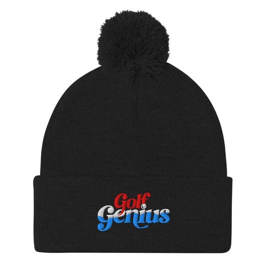 Golf Genius Embroidered Golf Pom-Pom Beanie - Funny Golf Tee by Swing Epic