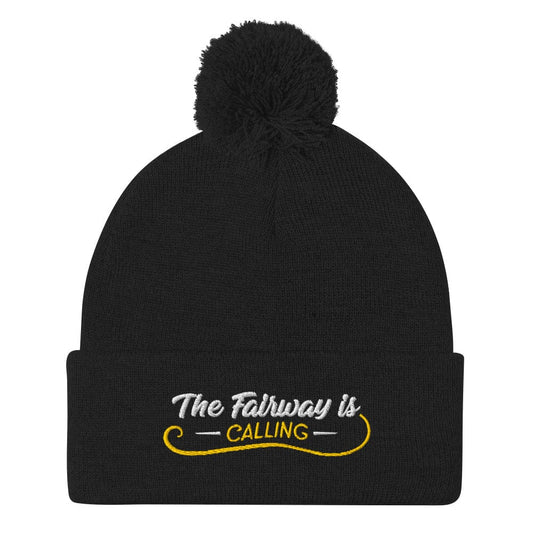 The Fairway Is Calling Quirky Embroidered Golf Pom-Pom Beanie - Funny Golf Tee by Swing Epic