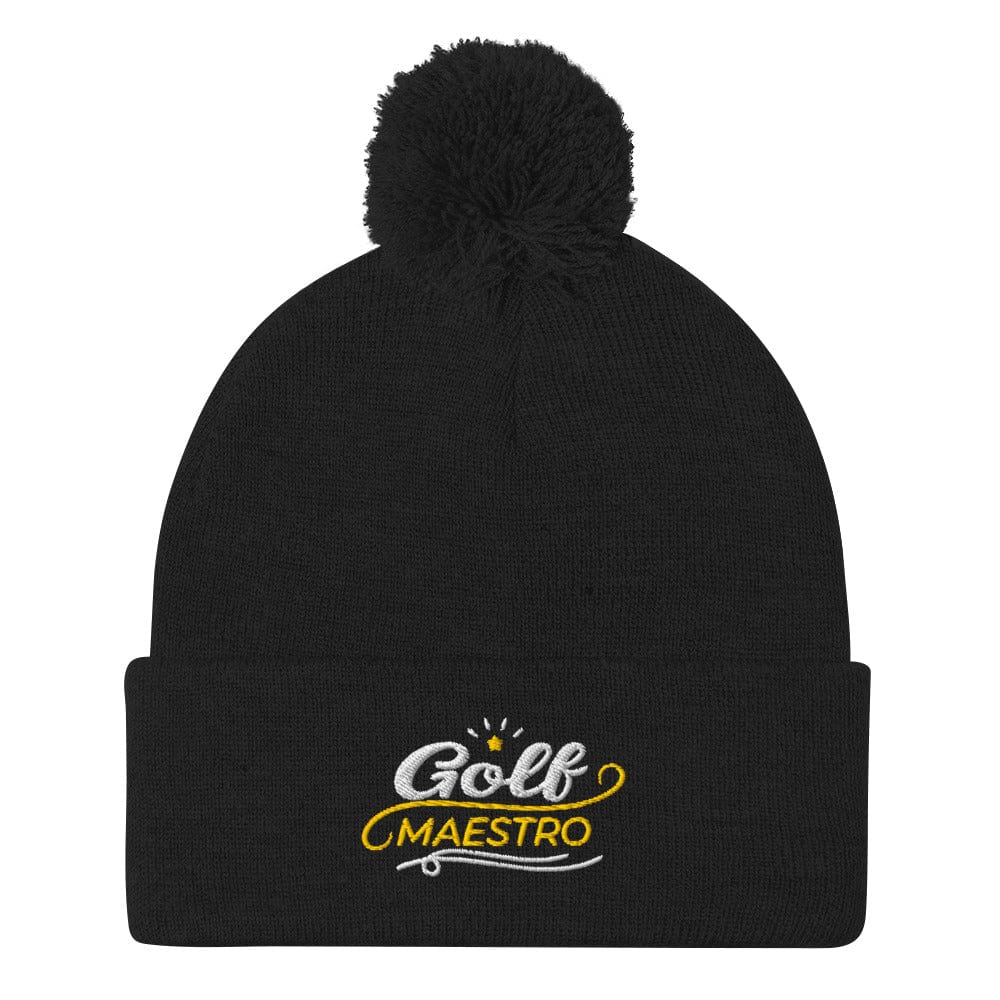 Golf Maestro Fun Embroidered Golf Pom-Pom Beanie - Funny Golf Tee by Swing Epic