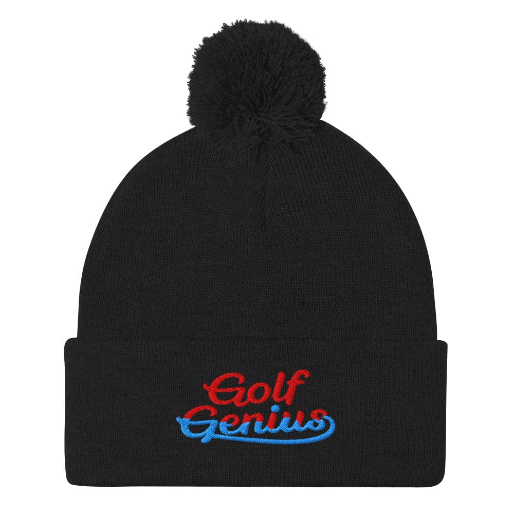 Golf Genius Fun Quirky Embroidered Golf Pom-Pom Beanie - Funny Golf Tee by Swing Epic