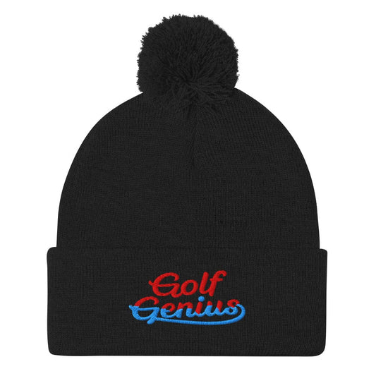 Golf Genius Fun Quirky Embroidered Golf Pom-Pom Beanie - Funny Golf Tee by Swing Epic