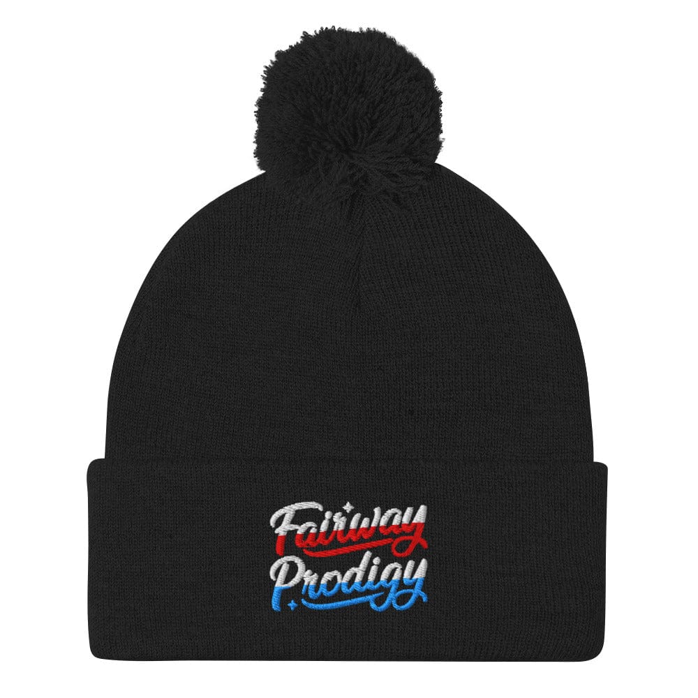 Fairway Prodigy Embroidered Golf Pom-Pom Beanie - Funny Golf Tee by Swing Epic
