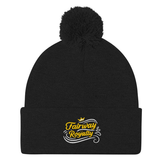 Fairway Royalty Embroidered Golf Pom-Pom Beanie - Funny Golf Tee by Swing Epic