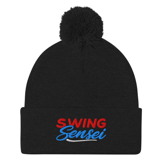 SWING Sensei Embroidered Golf Pom-Pom Beanie - Funny Golf Tee by Swing Epic