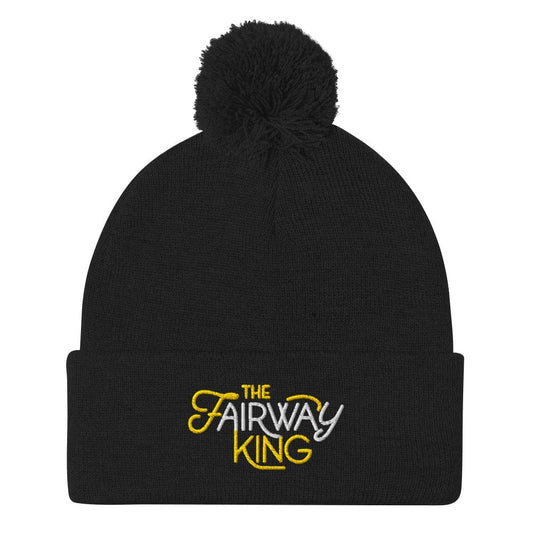 The Fairway King Ultimate Fun Embroidered Golf Pom-Pom Beanie - Funny Golf Tee by Swing Epic