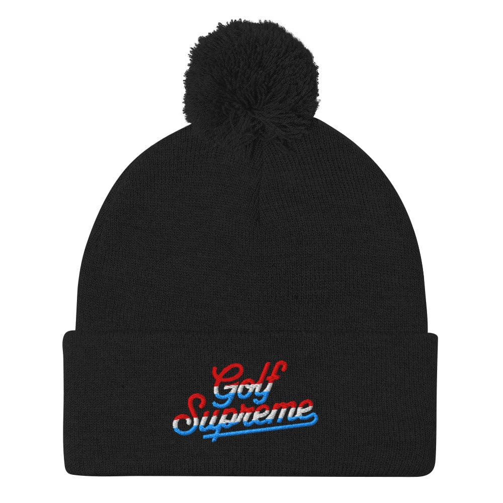 Golf Supreme Quirky Design Embroidered Golf Pom-Pom Beanie - Funny Golf Tee by Swing Epic