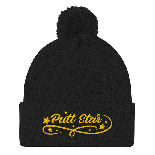 Putt Star Quirky Spirit Embroidered Golf Pom-Pom Beanie - Funny Golf Tee by Swing Epic