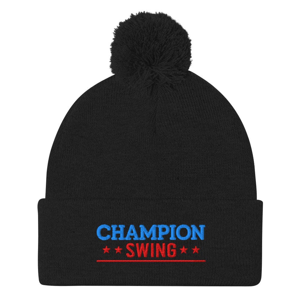 Champion Swing Stars Design Embroidered Golf Pom-Pom Beanie - Funny Golf Tee by Swing Epic
