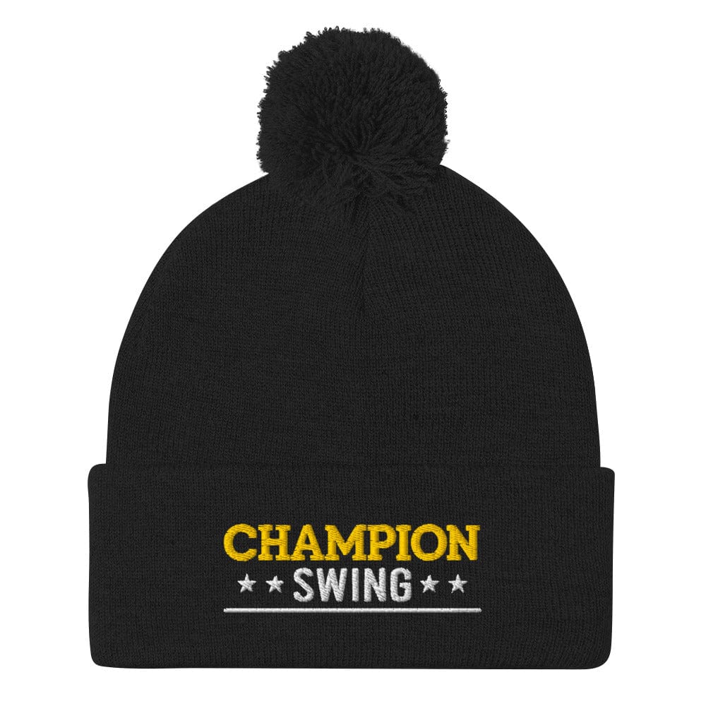 Champion Swing Stars Design Embroidered Golf Pom-Pom Beanie - Funny Golf Tee by Swing Epic