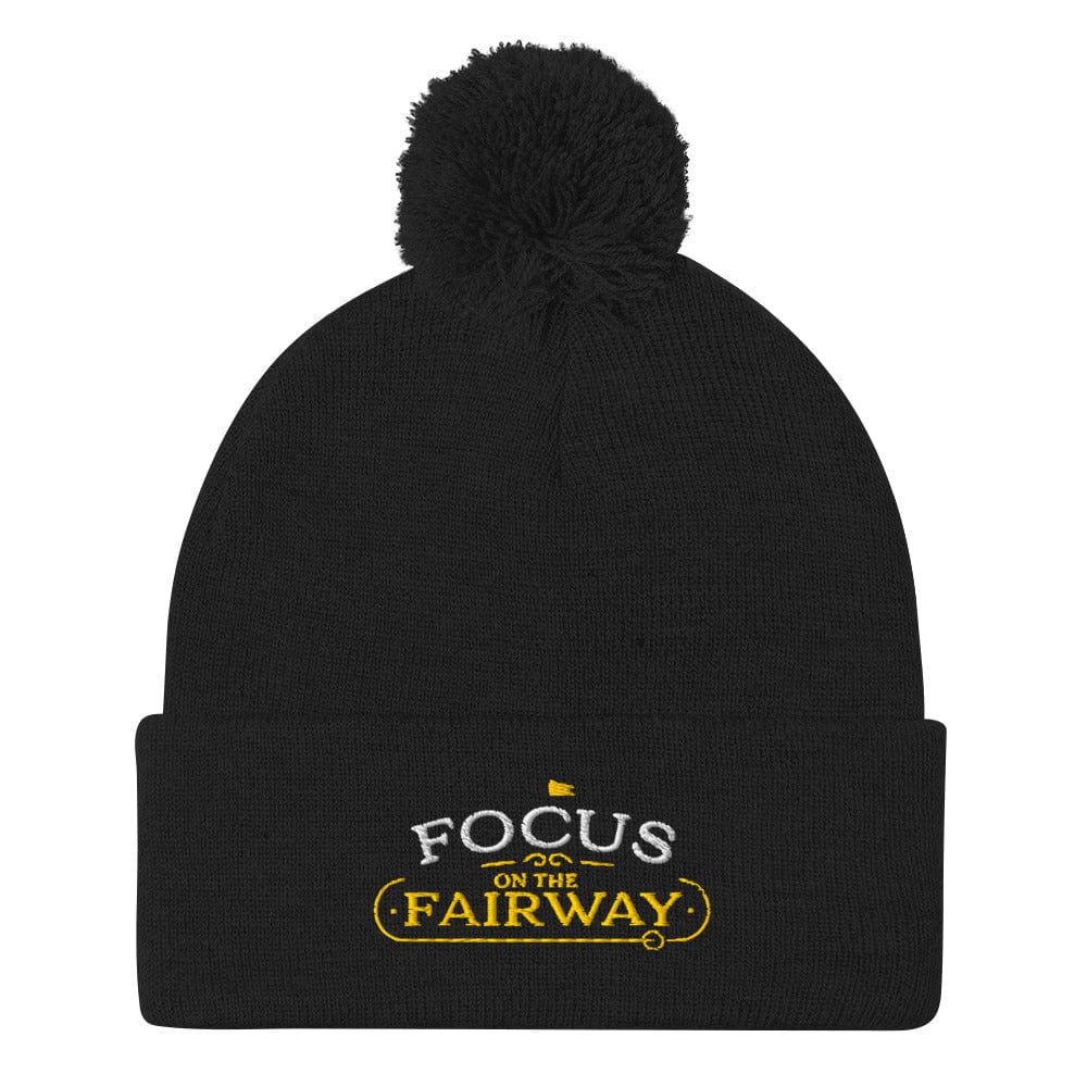 Focus on the Fairway Embroidered Golf Pom-Pom Beanie - Funny Golf Tee by Swing Epic