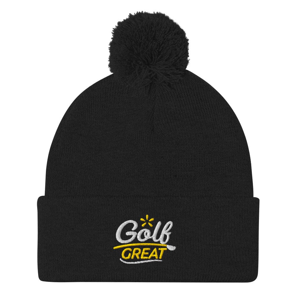 Golf Great Quirky Fun Embroidered Golf Pom-Pom Beanie - Funny Golf Tee by Swing Epic